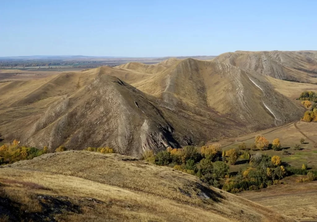 reliefs des paysages de la région d'Orenbourg (Russie)
